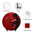 thumbnail image 4 of Zufioo Abstract Red Textured Canvas Print Bone China Decorative Plate, Ceramic Dinner Plate with Stand Ceramic Decoration Homewares-7in, 4 of 6