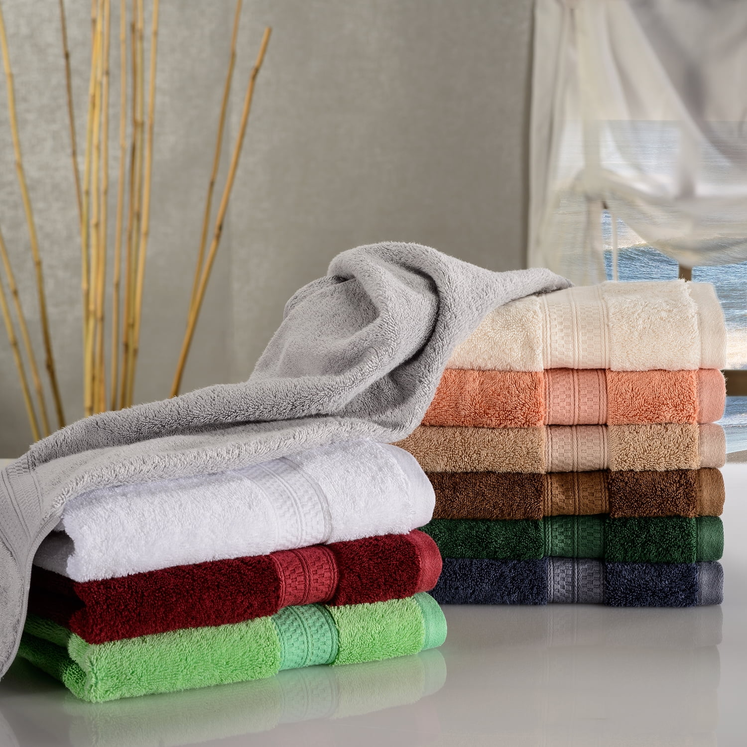 SET OF 4 New eco-melange Rayon From BAMBOO Bath + Hand Towel Set