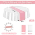 thumbnail image 2 of 12 Pack 12x108 Inch Satin Table Runner and 84 Inch Round Plastic Tablecloths Set White and Rose Gold Disposable Round Table Cover for Graduation Wedding Shower Anniversary Birthday Party Decorations, 2 of 14