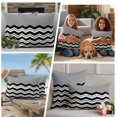 thumbnail image 5 of Black Chevron Outdoor Waterproof Pillow Covers, Geometric Grey Print Wavy Striped White Decorative Square Throw Pillowcase Sofa Cushion Sham for Patio/Couch/Chair, 16"x16" 2 Pack, 5 of 8