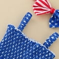 thumbnail image 5 of WUANDIXFA Jumpsuit Girls 4th of July Clothes for Kids Girls Toddler Summer Romper One-piece Overalls Stripe Stars Sleeveless Tie-Up Spaghetti Straps Casual Outfit Independence Day Blue,12-18 Months, 5 of 5