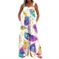 thumbnail image 4 of Fgvctg Mardi Gras Womens Overalls Wide Leg Pant Carnival Party Spaghetti Straps Parade Mask Graphic Jumpsuit Sleeveless Bib Overalls Sprimg Romper Clothing With Pockets White XXL, 4 of 4