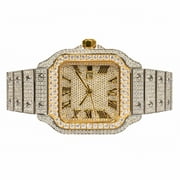 Moissanite Diamond Womens 37mm Watch 2 Tone Gold Luxury