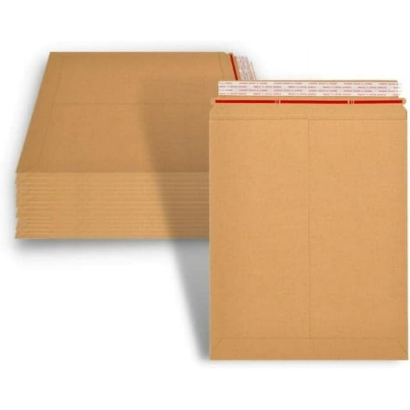 SSBM 100 Pack Rigid Mailers 7 x 9 inch Cardboard Envelopes for Photo, Document, Do Not Bend, Brown Self Seal