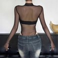 thumbnail image 4 of Women’s Long Sleeve Mock Neck Bodysuit Tops Snake Sheer Mesh Slim Fit Stretchy Bodysuit Top Bodycon Jumpsuits Gifts L, 4 of 4