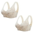 thumbnail image 1 of ameIAEA 2 Pcs Women Front Closure Bras Push Up Button Bra Full Coverage No Underwire Everyday Bra, 1 of 3