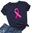 thumbnail image 2 of CFLVAEK Womens Plus Size Breast Cancer Awareness T Shirts Ribbon Print Inspirational Short Sleeve Tshirt Comfort Crewneck Tops Breast Cancer Survivor Gifts Shirt XXL, 2 of 4