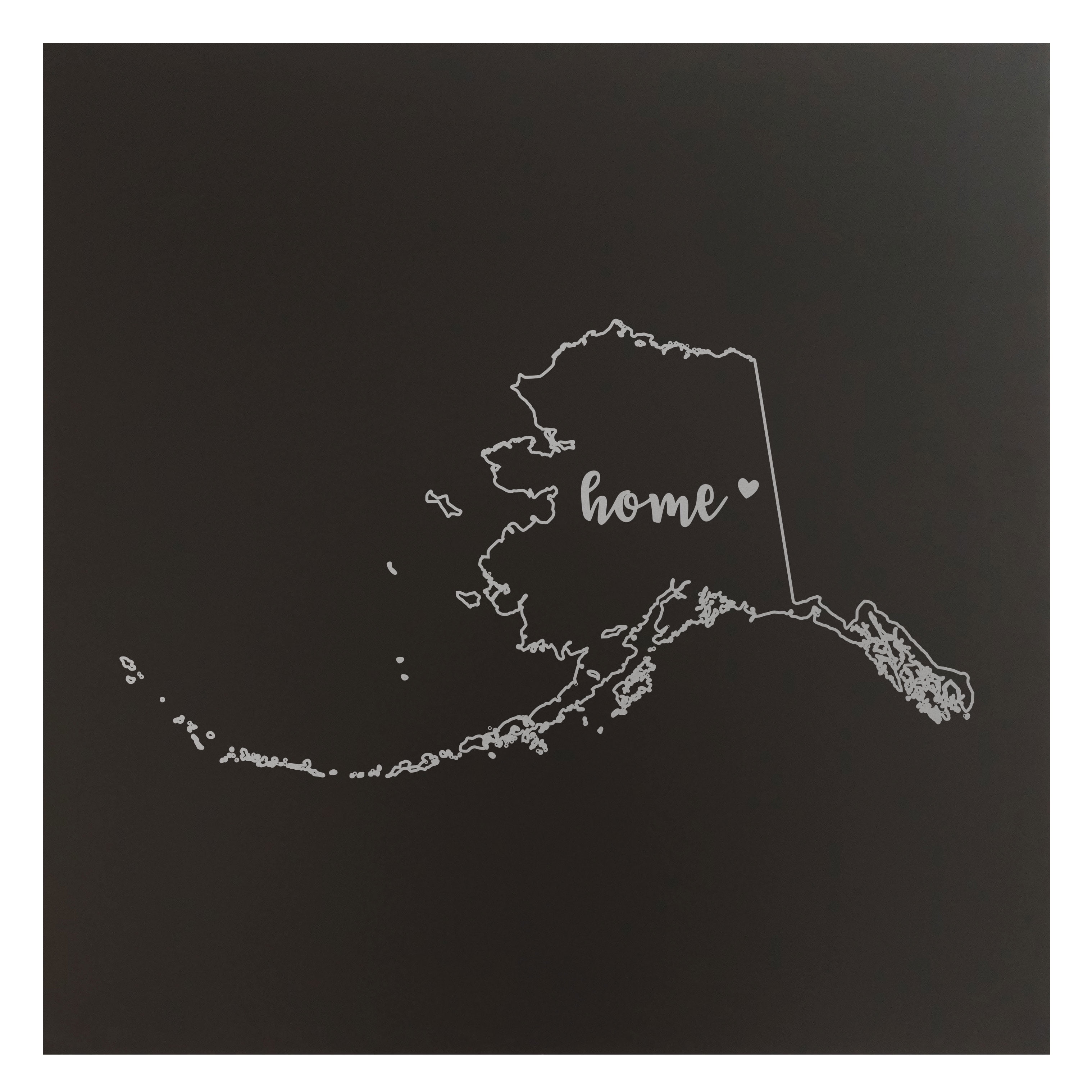 Alaska Home State Map 24x24" Black Metal Wall Art Office Decor Gift