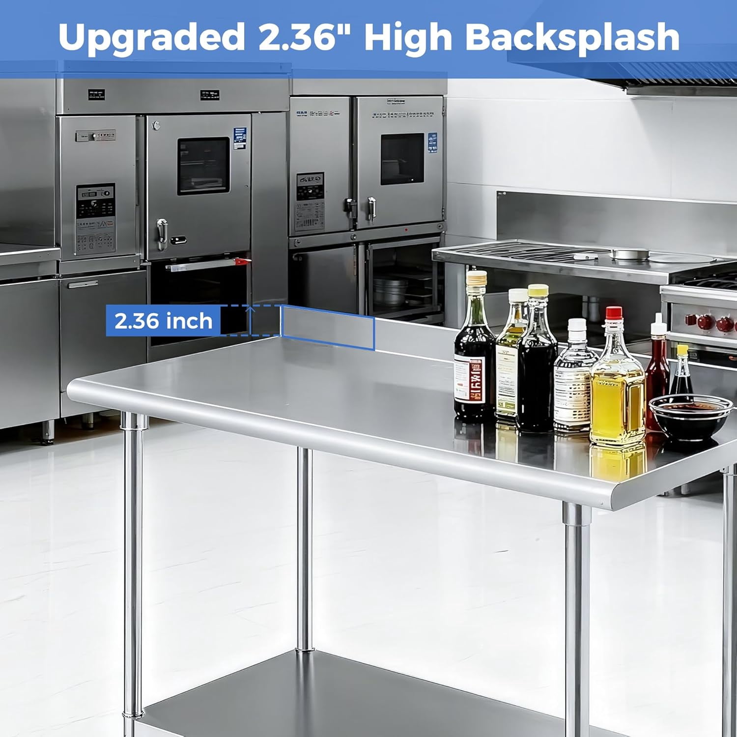 OSTBA Stainless Steel Table for Prep & Work 24x48 Inches with Casters Wheels and Backsplash, NSF Metal Commercial Heavy Duty Table with Adjustable Undershelf for Restaurant Kitchen Home and Hotel