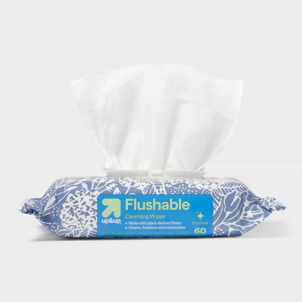 Flushable Cleansing Wipes - Fresh Scent - 8pk/60ct