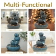 thumbnail image 6 of Sunnydaze Tiered Vessels Ceramic Tabletop Water Fountain - Relaxing Indoor Fountain for Office, Bedroom, or Living Room - Teal, 6 of 9