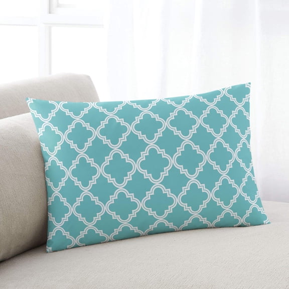 Quatrefoil Moroccan Pattern Body Pillow Cover, Pillowcase Protectors with Zipper, Breathable Decorative Throw Pillow Case Cover, Geometric Aqua Morocco Pillow Shams for Couch Sofa 24x36Inch