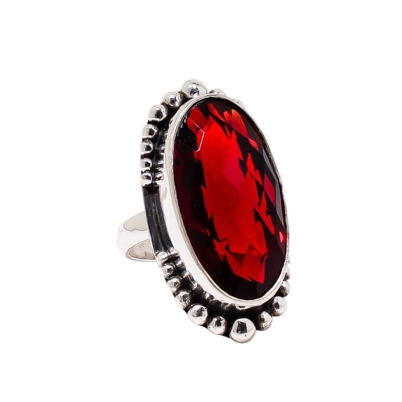 Red Garnet 925 Sterling Silver Ring, 25X13 mm Oval Gemstone Ring, Red Ring, Christmas Gift, Unique Jewelry Ring, Adjustable Ring V12444R2077426