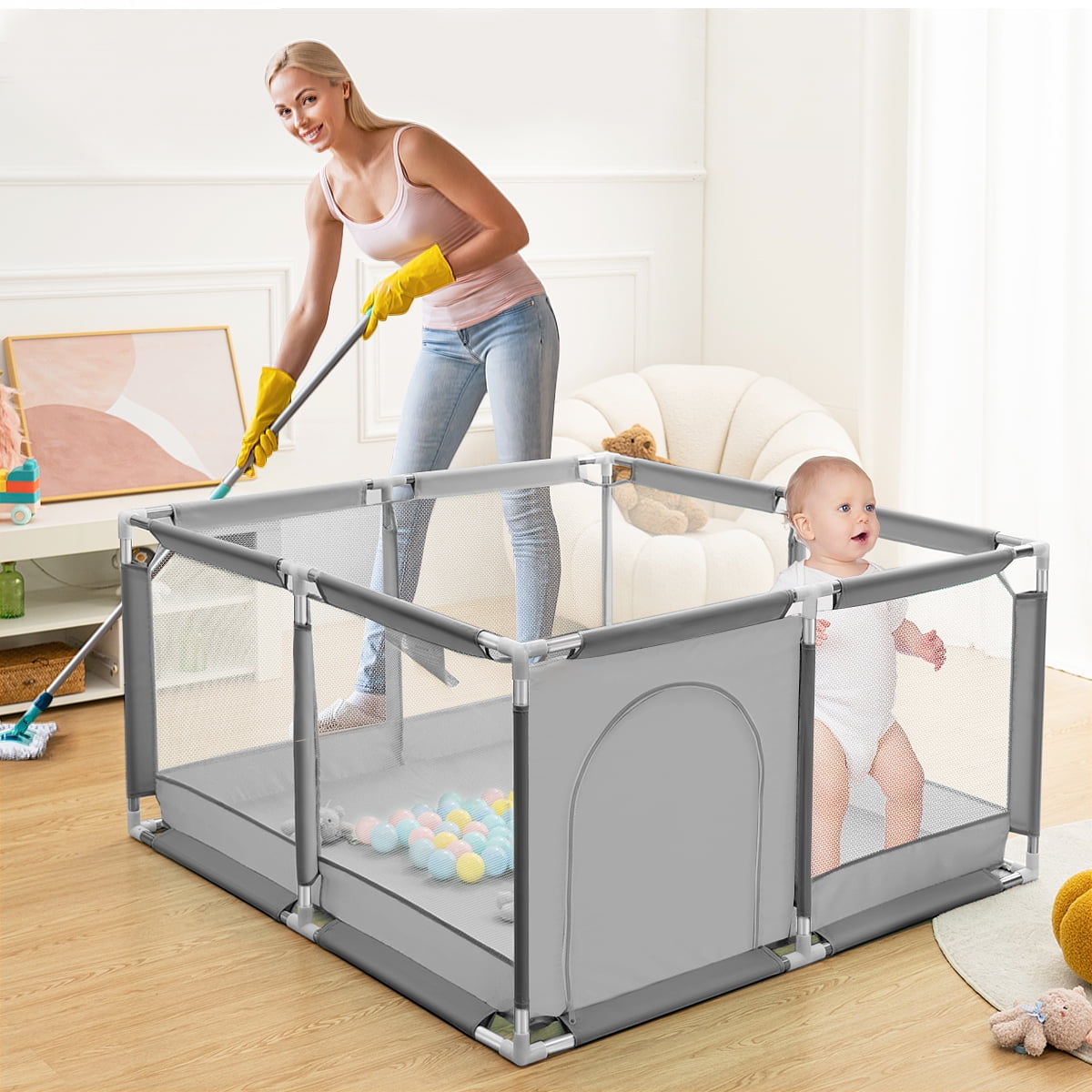 Buy Baby Playpen, Outdoor Play Yard, Portable Play Yard 4Panel Baby