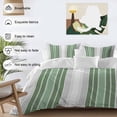 thumbnail image 3 of 3 Piece Sage Green Grey Stripe Duvet Cover Set Full Size, Microfiber Comforter/Quilt Cover with Corner Ties and 2 Pillowcases, Farmhouse Simple Striped All Season Soft Bedding with Zipper Closure, 3 of 8