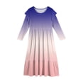 thumbnail image 5 of Abcomgle Girls Long Sleeve Dresses 8-9 Casual A-Line Ruffle Long Sleeve Girls Long Dresses Gradient Crew Neck Sundresses Tiered Dresses with Pockets,Royal Blue, 5 of 5