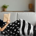 thumbnail image 3 of United States Soft Flannel Fleece Blanket, Grunge Aged Black and White American Flag Independence Fourth of July Design, Cozy Plush for Indoor and Outdoor Use, 50" x 60", Black White, by Ambesonne, 3 of 5