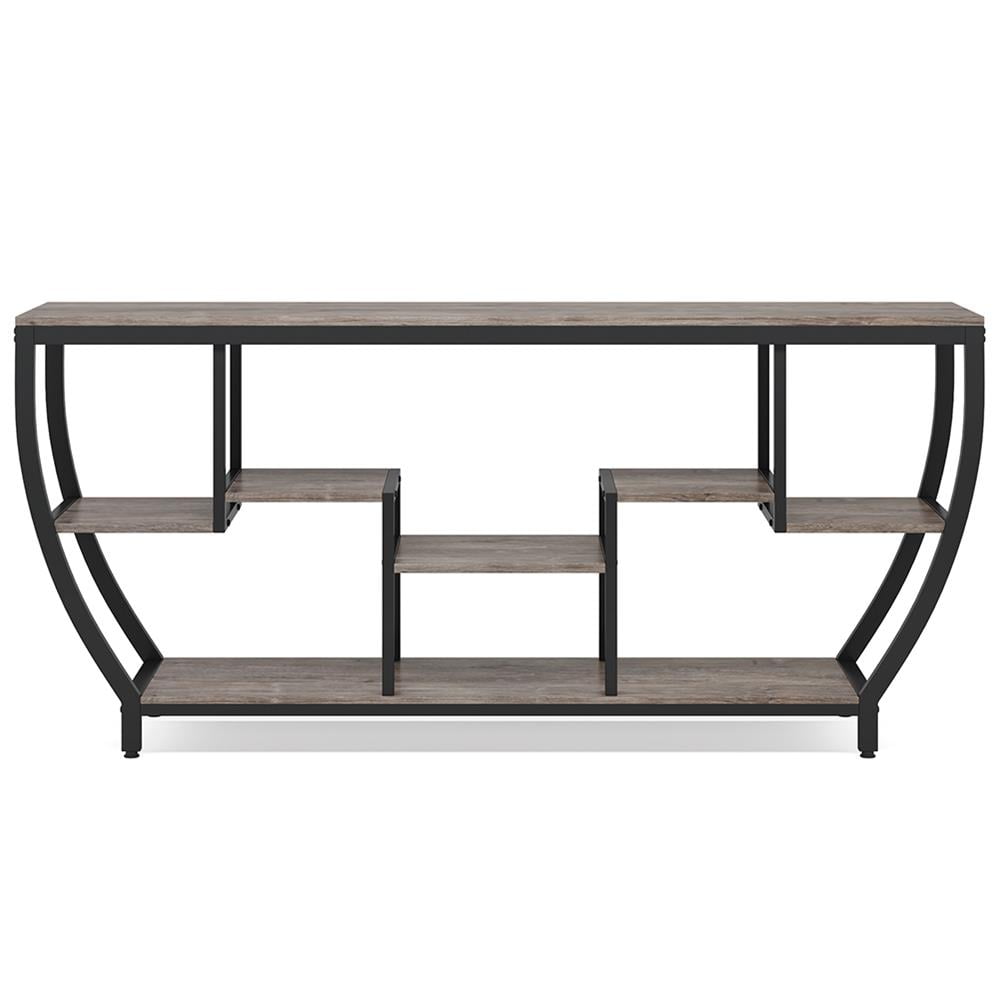 Topcobe Industrial Console Table, 70.9" Entryway Sofa Table with Shelves, Modern Furniture for Indoor, Gray