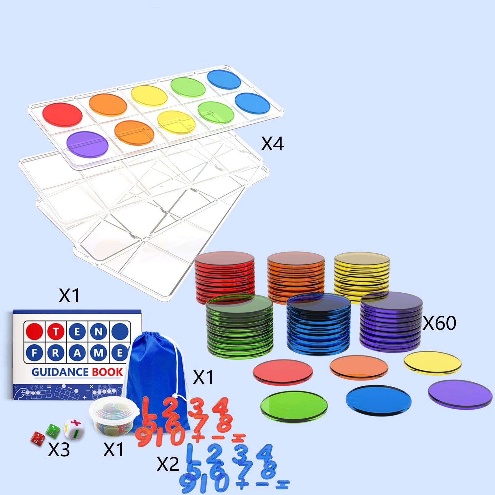 Ten-Frame Set Math Manipulativ Counters For Kindergarten Advanced Set - Walmart.com