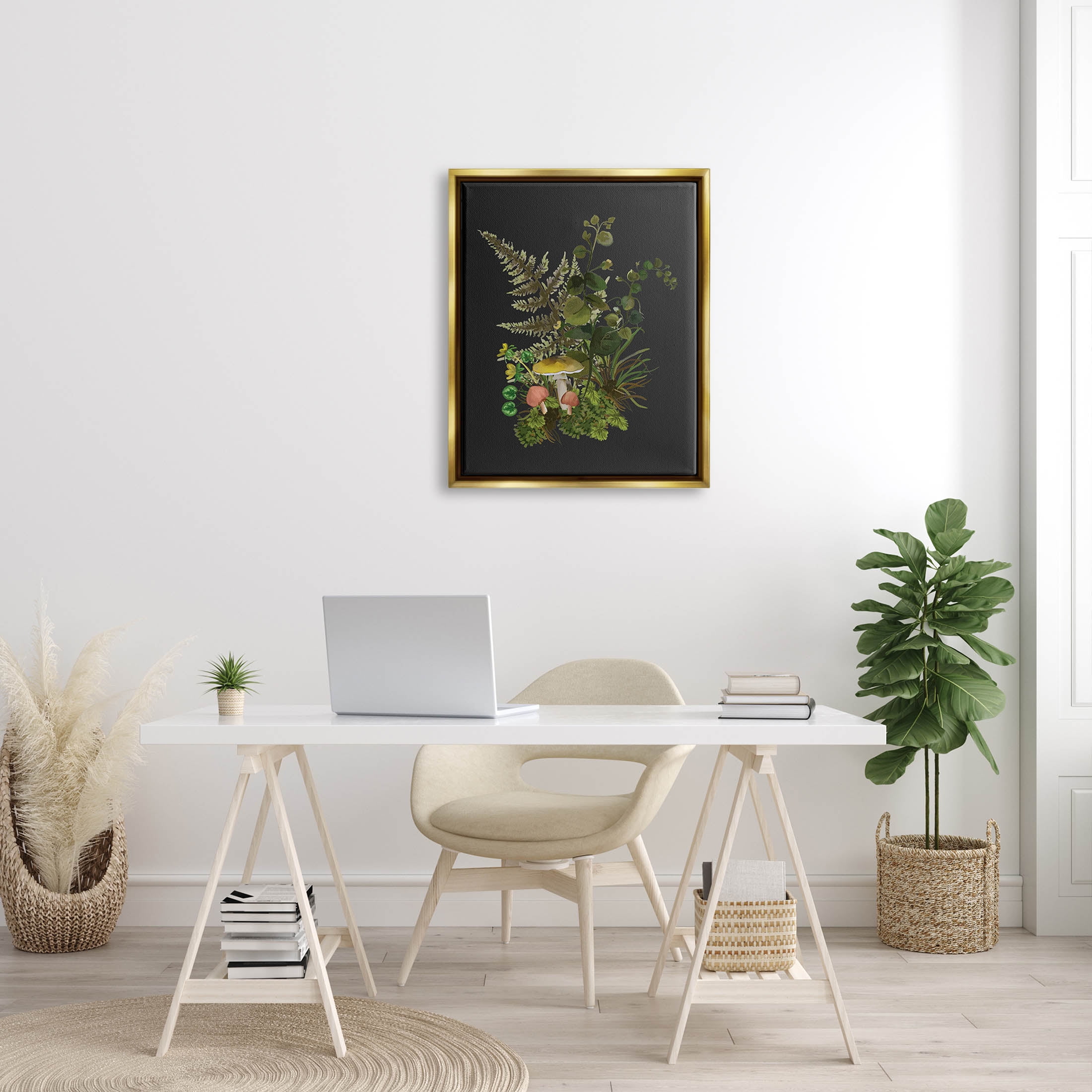 Forest Herbs Sprouting Nature Botanical & Floral Graphic Art Metallic Gold Framed Art Print Wall Art