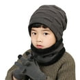 thumbnail image 5 of SUXIAN 3 Pcs Set Boys Hat Lined Hat Scarves Gloves for Toddler Boy Girls Children Winter Warm Knit Cap Kids for Outdoor Activities Baby Boy Hats Grey 2-8 Years, 5 of 5