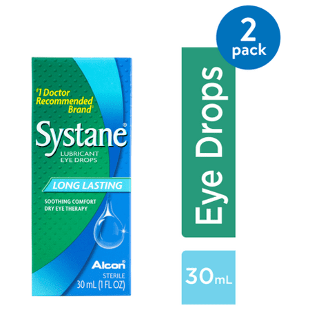 (2 Pack) SYSTANE Lubricant Eye Drops Long Lasting, 30 (Best Eye Lubricant For Contacts)