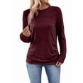 thumbnail image 2 of Women'S Long Sleeve Shirt Button Cuff Tunic Top Casual Autumn Sweater Fashion Reddish Brown XXL, 2 of 7
