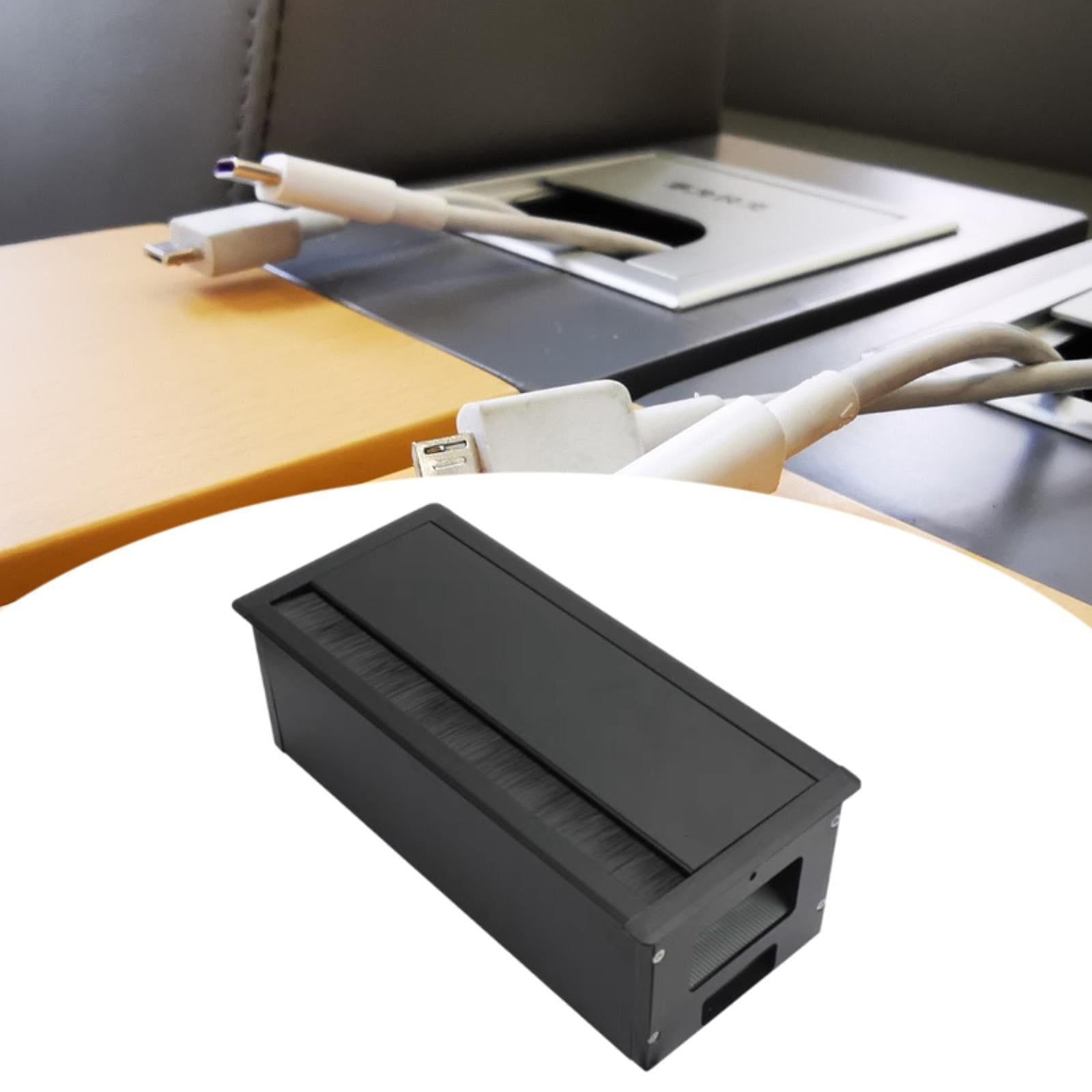 Wzmzjy Cable Management Grommet for Desk, Rectangular Wire Organizer with Threading Box Black