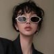 thumbnail image 3 of Gafas de sol con montura ovalada de diamante para chica, gafas de sol de alta calidad a prueba de sol, foto femenina, gafas de sol retro con forma cóncava con incrustaciones de diamantes, 3 of 5
