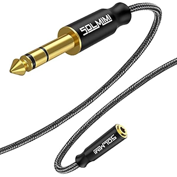 wonima11 1/4 Headphone Adapter, 6.35 mm Male to 3.5 mm Female Audio Jack Adapter, Lossless Stereo Headphone Jack Adapter for Mixer Guitar Piano Amplifier Speaker or More - Matte Black(30cm)