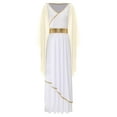 thumbnail image 3 of LiiYii Woman's Greek Athenian Roman Toga Outift Ruffles Cape Maxi Praise Dance Dress Robe Champagne XXL, 3 of 7