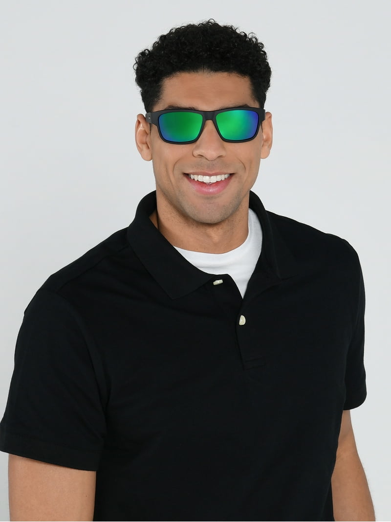 Foster Grant Ironman Black Wrap-Around Men's Sunglasses Blue