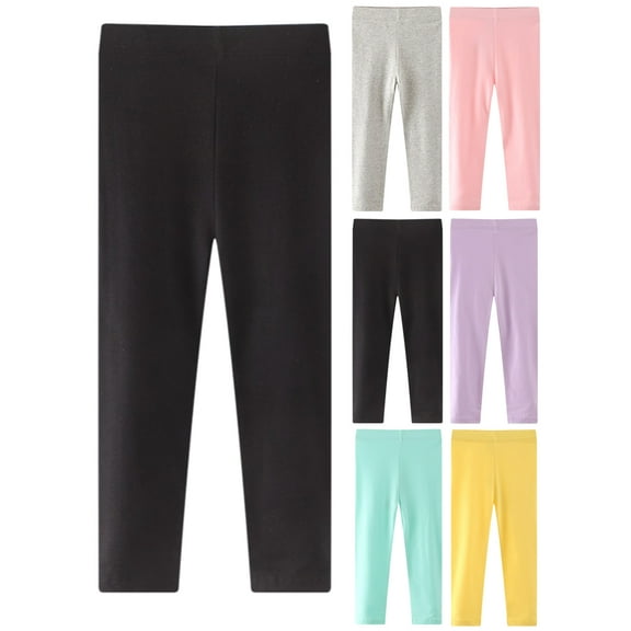 SYNPOS Kids Baby Girls Leggings Footless Cotton Skinny Thin Leggings Toddler Girls Solid Stretch Trousers 1-7 Years