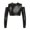 Black, variant on Alvivi Girls Shiny Metallic Dance Crop Top Long Sleeve Tank Top for Jazz Hip Hop Dancing Performance Black 8