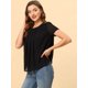 thumbnail image 3 of INSPIRE CHIC Blusa De Verano De Chifón Con Parte Delantera Plisada Y Manga Corta Para Mujer Negro M, 3 of 5