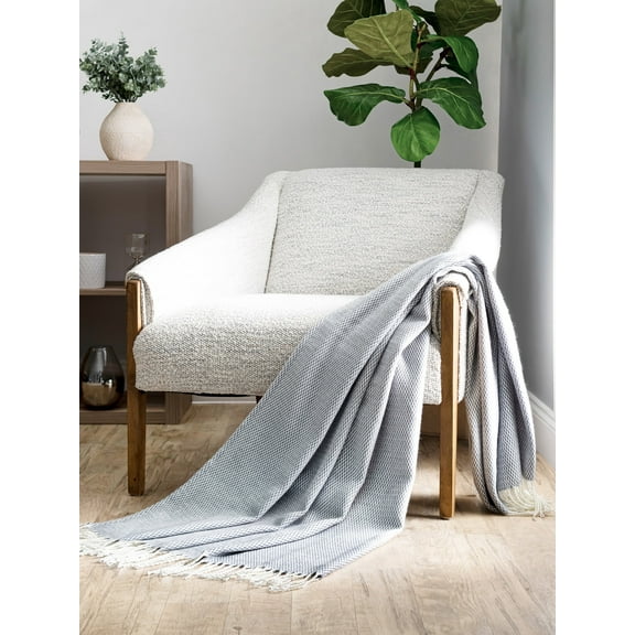 Comfort Canopy - Ultra Soft Duskblue Herringbone Throw Blanket with Fringed Edges - Made from 100% Acrylic for Ultimate Softness