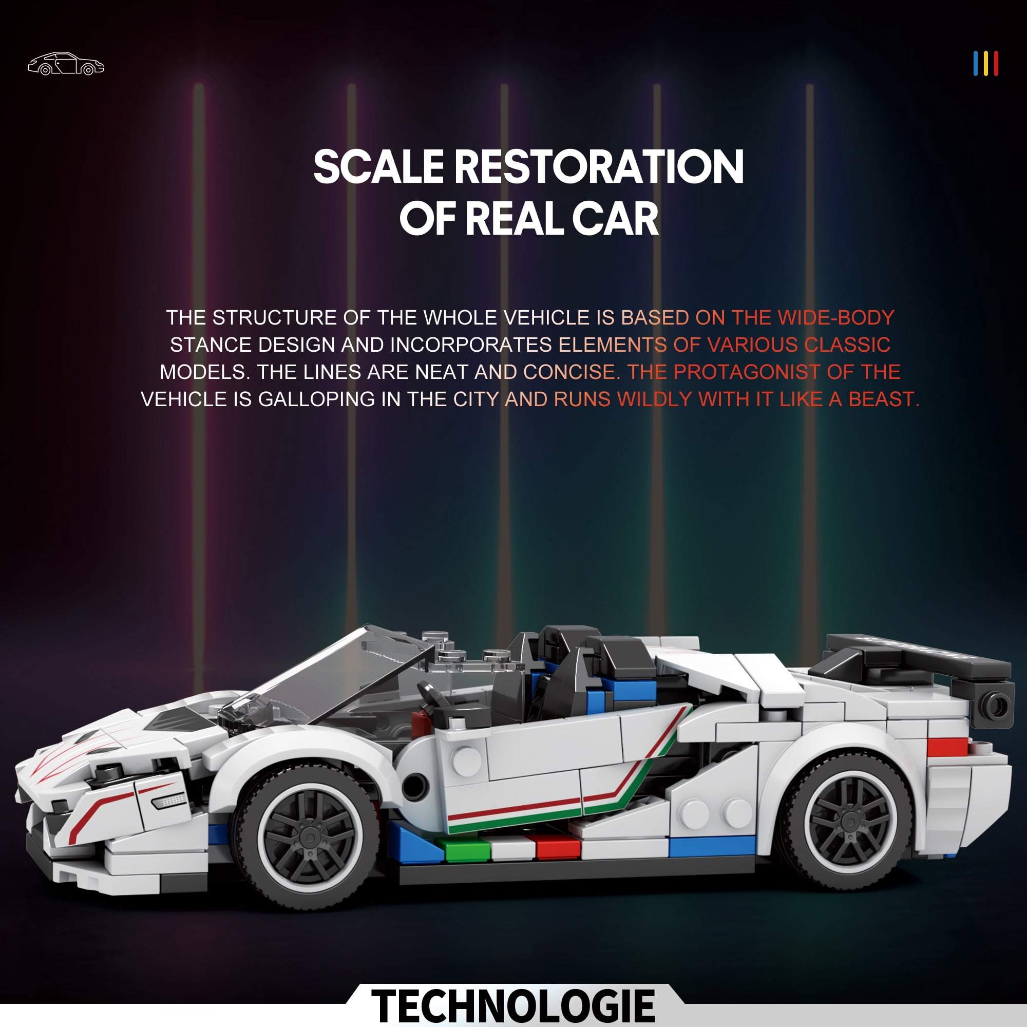 Reobrix Lamborghini SVJ Roadster Building Blocks Set, 382Pcs Super