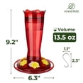 thumbnail image 5 of Kingsyard Glass Hummingbird Feeder for Outdoors Hanging - 6 Bee Guard Feeding Ports & Built-in Ant Moat, Wild Bird Feeder for Outside Garden Yard Patio 14 Oz, Red, 5 of 6