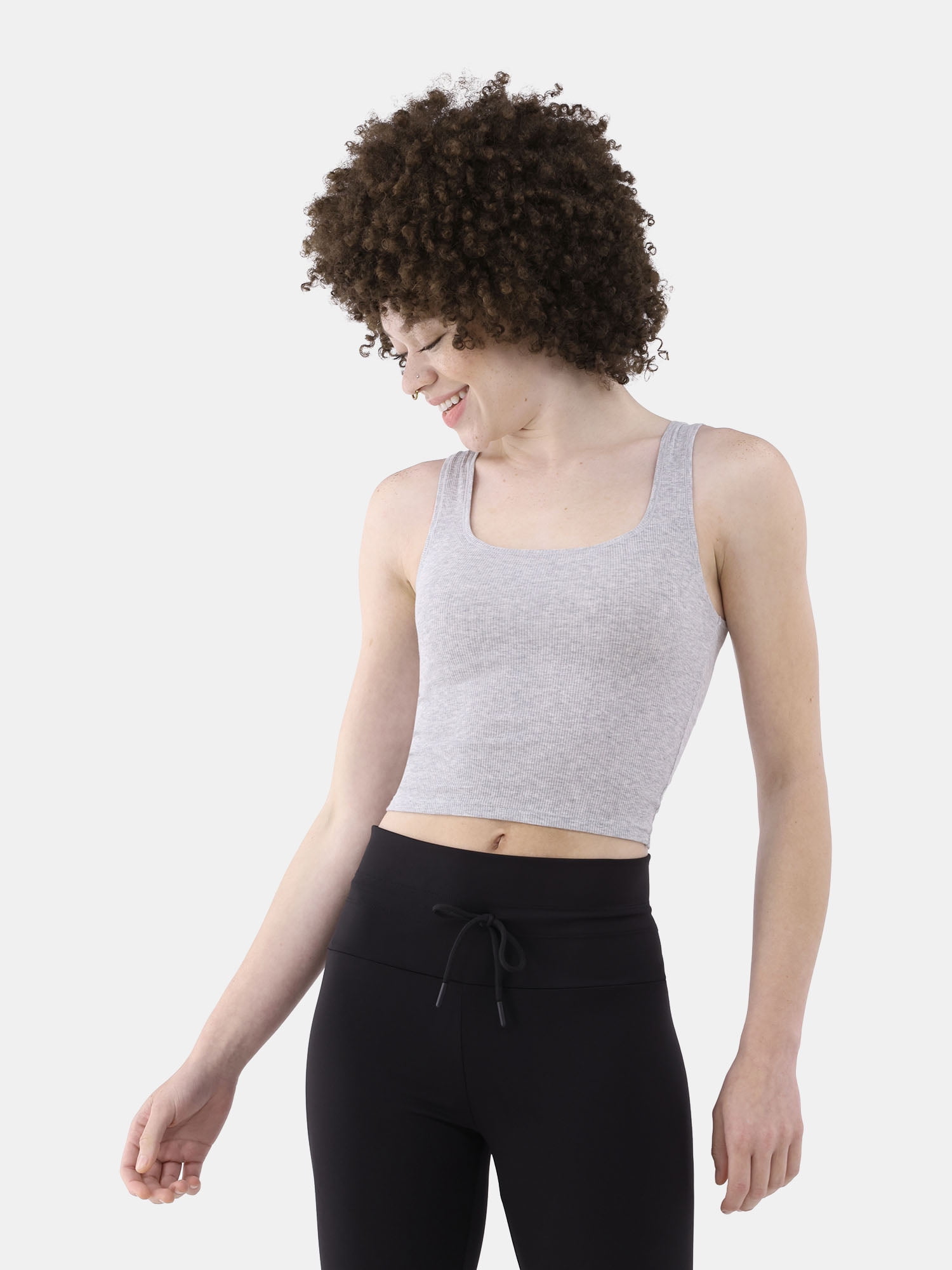 No Boundaries Women's Cotton Ribbed Cropped Tank Top, Sleeveless
