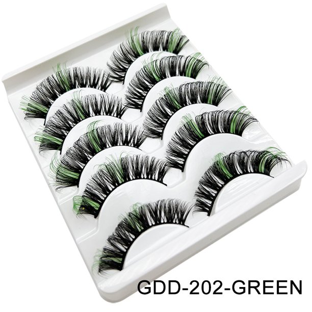 DingSen Pestañas De Colores 5 Pares 3D Visón Esponjosos Mezcla De Color Postizas Suave Colorido Cilia Purpurina Gao Jiahui unisex