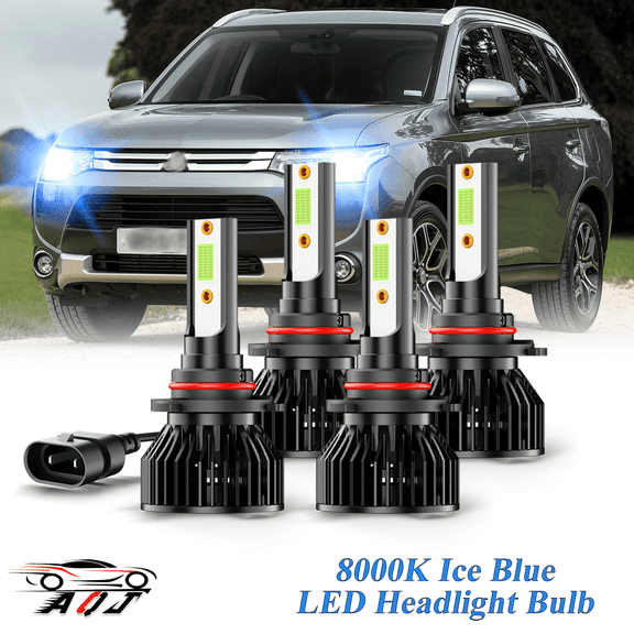 8000K Ice Blue LED Bulb for Mitsubishi Outlander 2007-2013 High-Low Beam Headlight Bulbs Combo Pack of 4