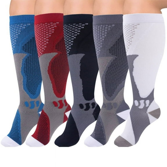 5pcs Plus Size Compression Socks for Women Extra Wide Calf Knee High Support Socks for Circulation，3XL-Style 20
