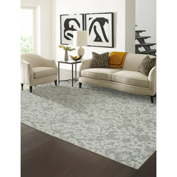 K2 Floor Style Jardin Hazy Platinum Hand Made Cotton Chenille Area Rug