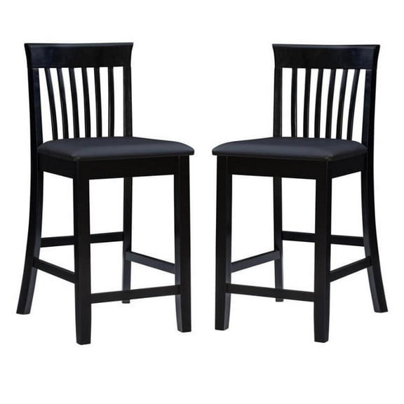 Home Square 2-Piece Furniture 24" Wood Counter Stool Set in Black