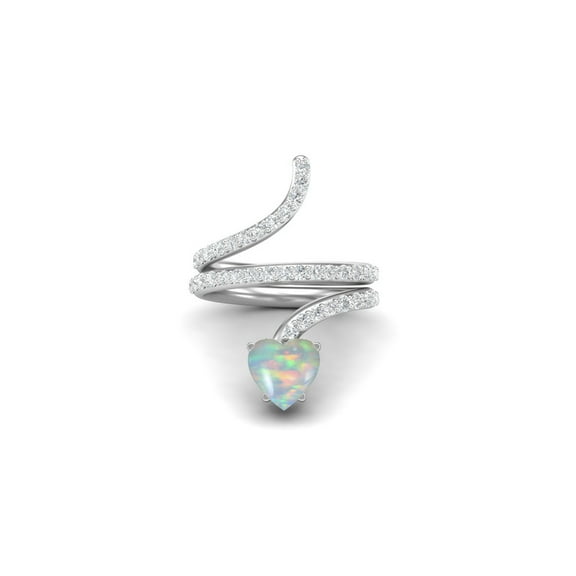 7MM Heart Shape Wrap Bypass Ring Natural Ethiopian Opal 925 Silver Women Valentines Day Gifts Rings