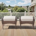 thumbnail image 7 of Arnahaishe Outdoor Ottoman Set of 2, All-Weather Wicker Patio Rattan Seat Foot Rest with Removable Cushions, Beige, 7 of 7