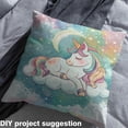 thumbnail image 3 of Cute Unicorn Fabric By The Yard,Moon Stars Upholstery Fabric,Clouds Rainbow Decorative Fabric,Horse Cartoon Indoor Outdoor Fabric,Animals Waterproof,Pink Green Yellow,10 Yards, 3 of 5
