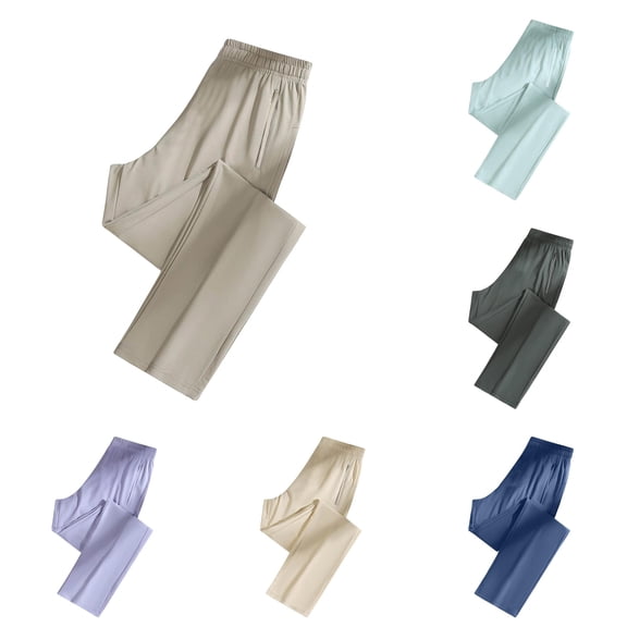 Glisme Pants For Womens Empire Waist Trousers Wide Leg Loose Fit Slacks Charm Bottoms Khaki S