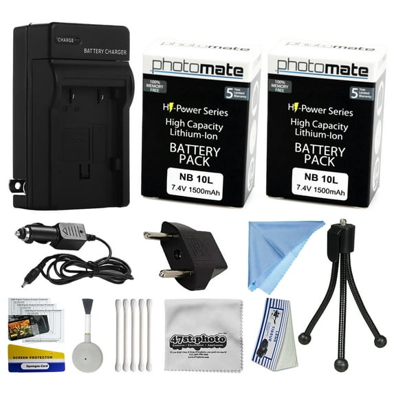 2 Pcs NB10L NB-10L Battery + Charger for Canon Powershot SX40HS SX50HS SX60HS Digital Camera