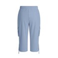 thumbnail image 7 of Womens Capri Pants Solid Color High Waist Drawstring Cargo Shorts with Pockets Casual Loose Summer Beach Cropped Trouser, 7 of 7